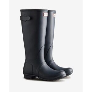 Hunter Womens Original Tall Back Adjustable Rain Boot Size 8 Navy NEW